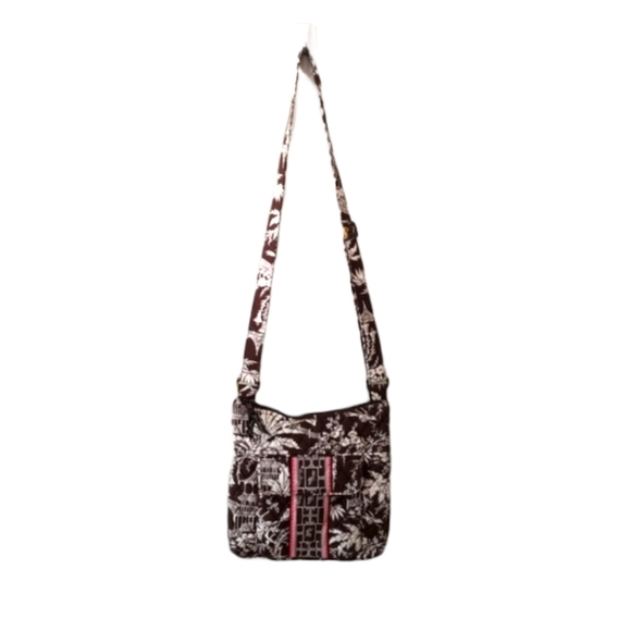 Vera Bradley brown and pink hipster crossbody bag - Picture 1 of 8